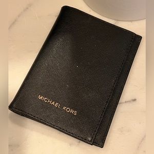 Michael Kors black leather passport holder